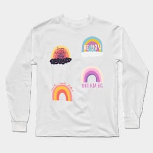 Aesthetic colorful rainbow quote pack Long Sleeve T-Shirt